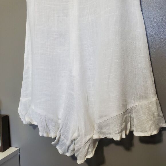 Indikah Romper Size Medium White Spaghetti Strap Cotton Blend By Angel Biba New - Picture 10 of 16